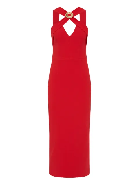 Rebecca Vallance Cameron cross-neck midi dress Red 25031209