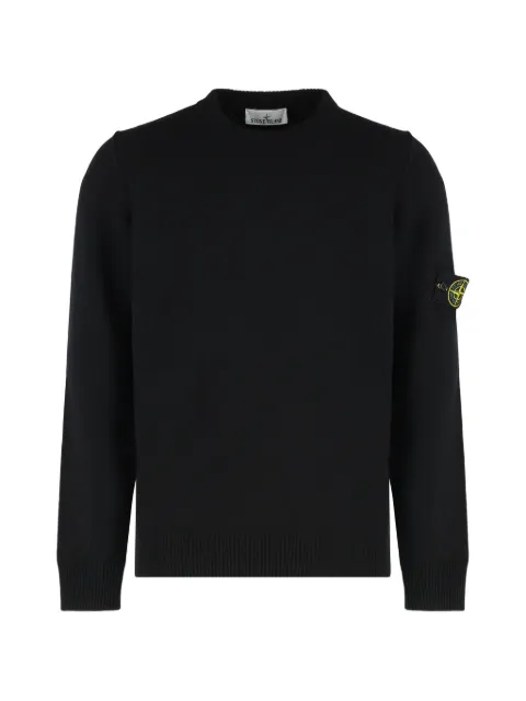 Stone Island Compass badge ribbed-knit sweater Black L2S155100072S00A3