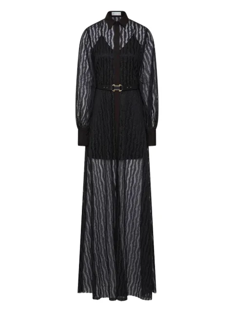Rebecca Vallance Seraphina wave-pattern belted maxi dress Black 25031219