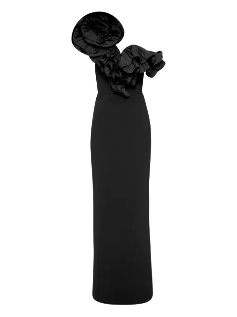 Rebecca Vallance Ella ruffle-detail one-shoulder gown Black 25031603