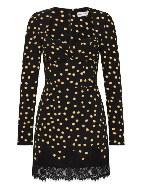 Rebecca Vallance Millie polka-dot lace-trimmed mini dress Black 25031197