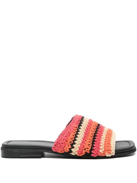 Inuikii striped crochet flat sandals Red 10040030521550
