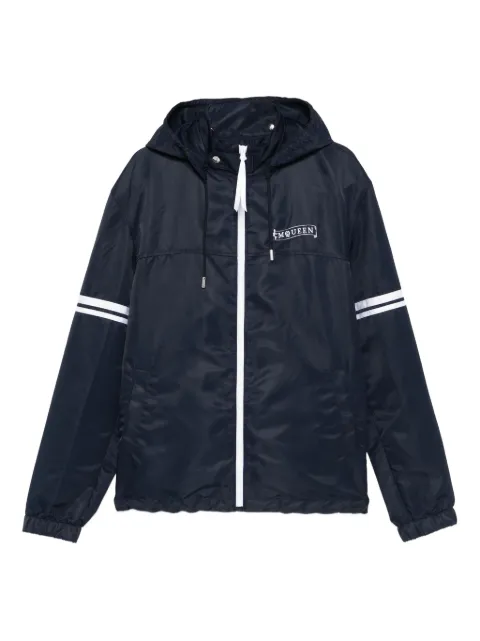 Alexander McQueen hooded stripe-detail jacket Blue 827520QRAAK