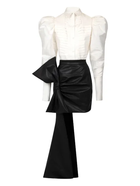 Gaby Charbachy puff-sleeve bow-detail jumpsuit White OF2502