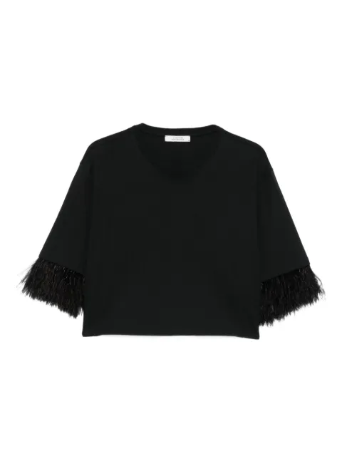 Dorothee Schumacher feather-trimmed cotton top Black 123005