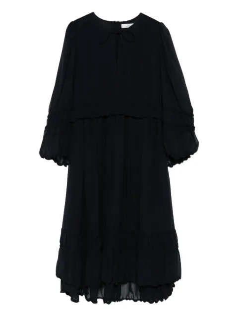 Dorothee Schumacher long-sleeved silk dress Blue 149114