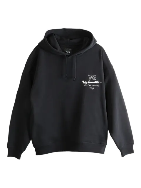 Y-3 logo-print hoodie Black KB2604