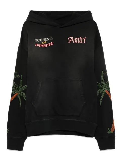AMIRI palm-tree embroidered hoodie Black AMJYHD1122