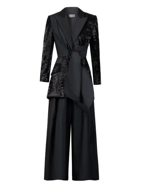 Gaby Charbachy sequin-embellished wide-leg suit Black OF2505