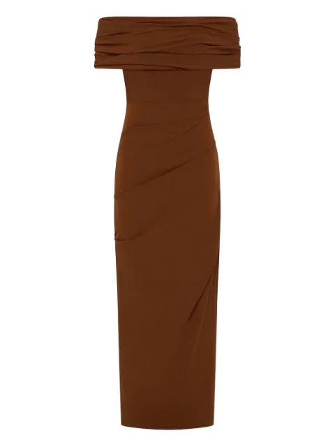 Rachel Gilbert Camille draped off-shoulder maxi dress Brown 25SSRG62225CHO