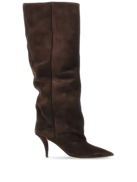 Paris Texas 75mm Ines slouchy suede knee-high boots Brown PX1685XV0SN