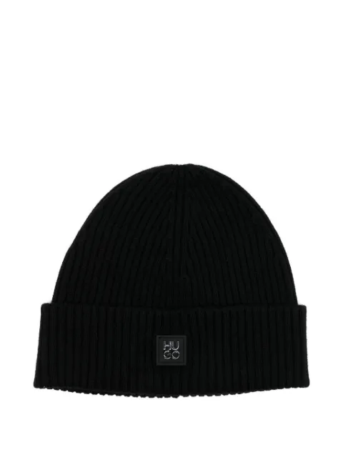 HUGO logo-badge beanie Black 50527250
