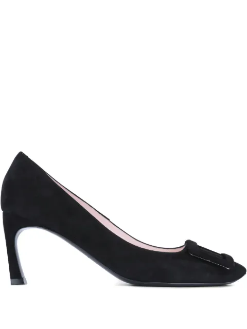 Roger Vivier 70mm buckle-embellished suede pumps Black RVW40026800HR0