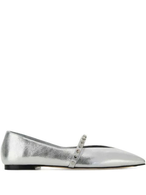 Alexander McQueen leather studded ballerina shoes Silver 838131WIAEU