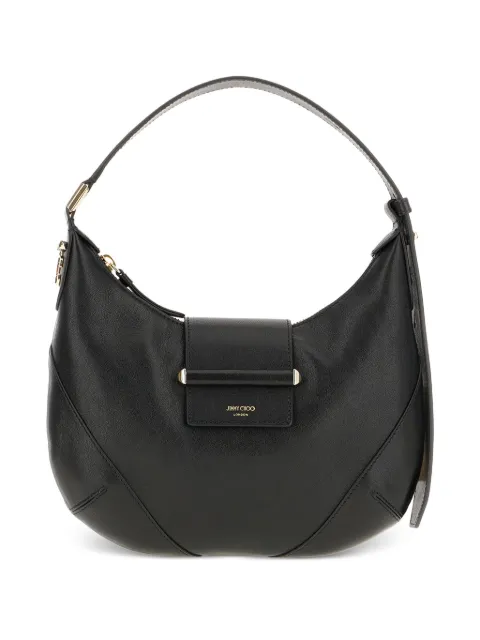 Jimmy Choo small Bar crescent leather shoulder bag Black BARHOBOSBKL