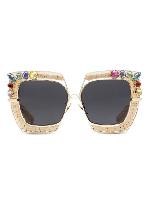 Dolce & Gabbana Eyewear Rafia Fiori embellished sunglasses Gold VG2331VM287