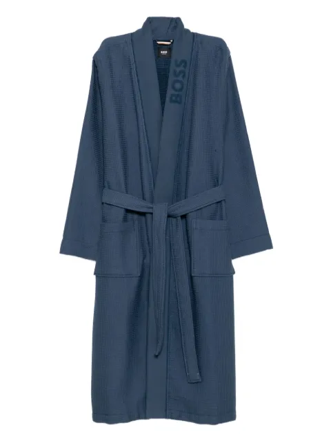 BOSS logo-embroidered dressing gown Blue 50469787