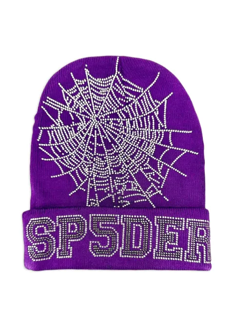 SP5DER rhinestone-web beanie Purple SP5DER108