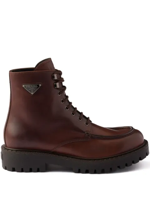 Prada laced leather booties Brown 2TE214FG001070