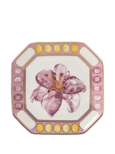Swarovski floral-print plate Purple 1057042641022111