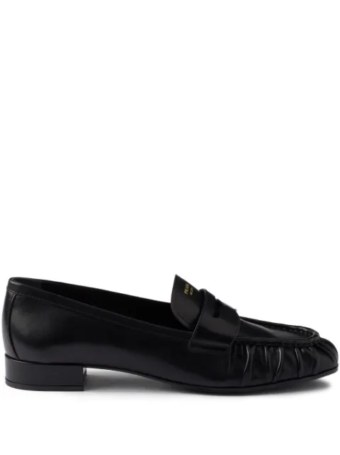Prada gathered-detail leather loafers Black 1D175OF020007