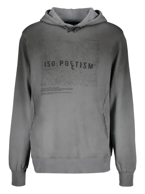 ISO.POETISM drawstring-hood graphic hoodie Grey H5G1NESOF016