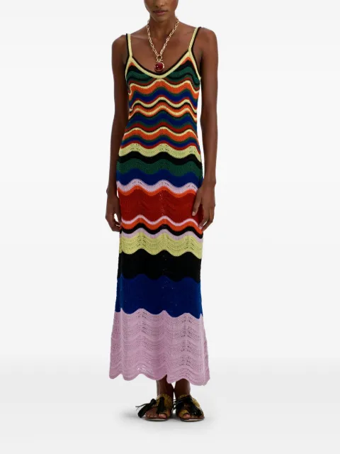La DoubleJ wave-pattern knitted maxi dress Black DRE0916KNI158VA368PU02