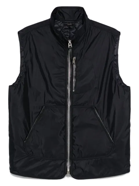 TOM FORD leather-trimmed zip-front vest Blue OGR002FMN062