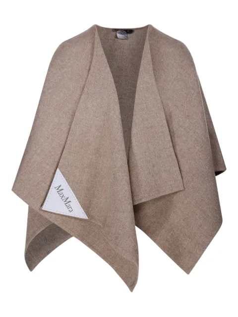 Max Mara logo-patch asymmetric cape Neutrals 2524546081600