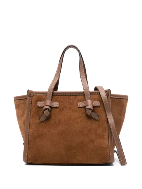 GIANNI CHIARINI Miss Marcella knotted-detail suede tote bag Brown BS8065CMPL