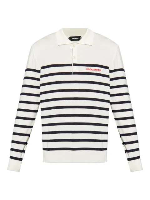 DSQUARED2 striped polo-neck sweater White S74HA1569D13153