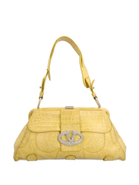 Valentino Garavani Pre-Owned 2000 crocodile-embossed shoulder bag Yellow B462522