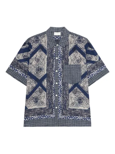Pierre-Louis Mascia geometric-print short-sleeve shirt Blue DANTESCMC12447CO