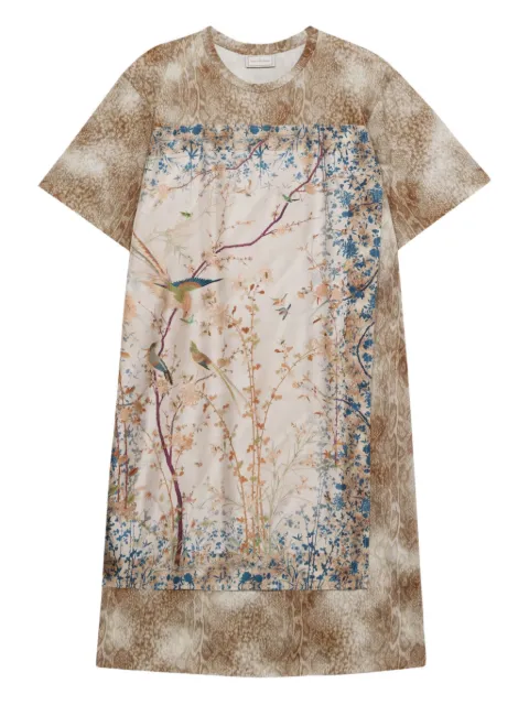Pierre-Louis Mascia bird-print panelled T-shirt Neutrals ALOGRETS12462CO