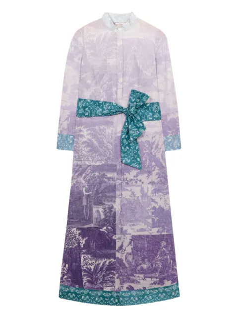 Pierre-Louis Mascia Diomedes landscape-print belted shirt dress Purple DIOMEDESAB12441CO