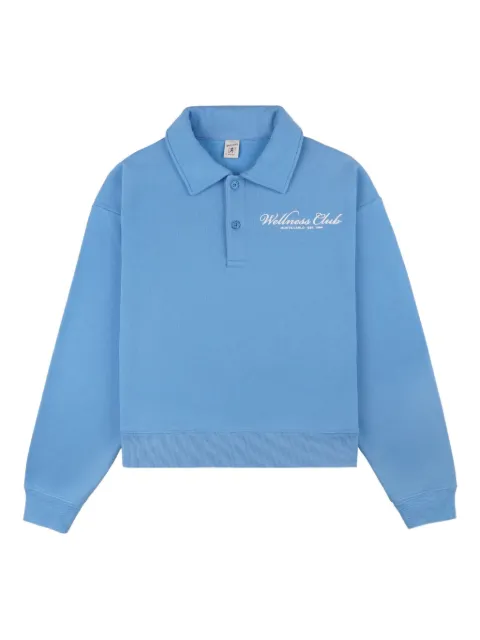 Sporty & Rich Wellness Club embroidered polo neck top Blue ST072620081BL24