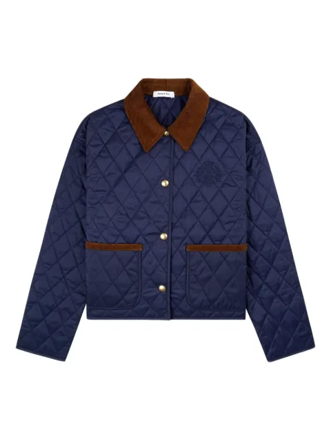 Sporty & Rich quilted corduroy-collar puffer jacket Blue OW027620241