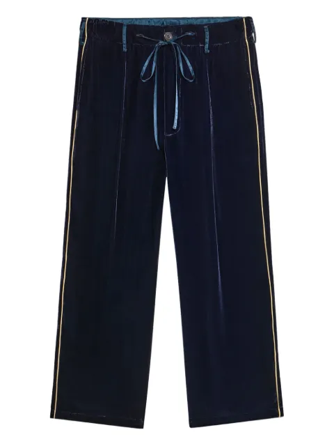 Pierre-Louis Mascia Kanpur velvet side-stripe trousers Blue KANPURUPT12387VI