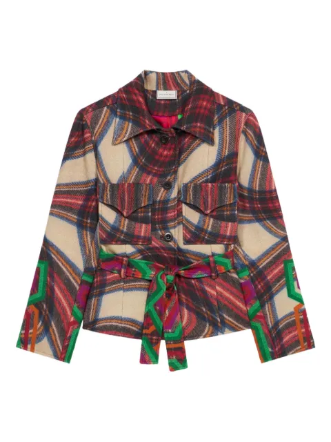 Pierre-Louis Mascia belted patchwork jacket Red PANSOLGB12321WO
