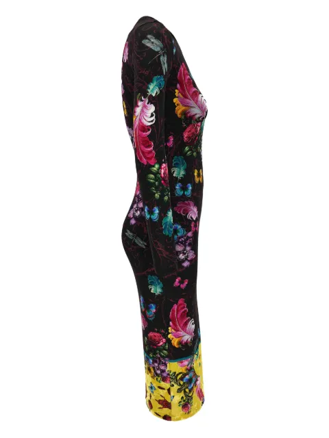 Versace Jeans Couture floral-butterfly print midi dress Black 79HAO9P0JS491U39