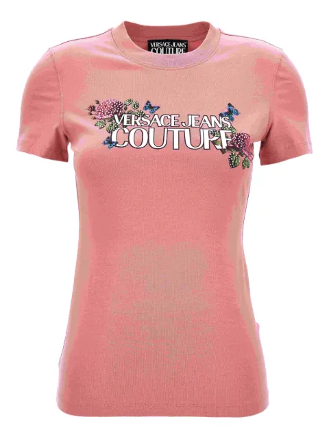 Versace Jeans Couture floral-embellished T-shirt Pink 79HAHB00CJB01