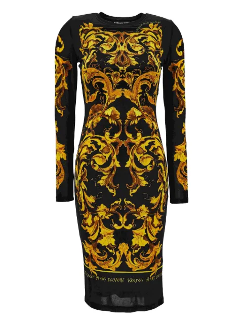 Versace Jeans Couture baroque-print long-sleeve dress Black 79HAO9P0JS524