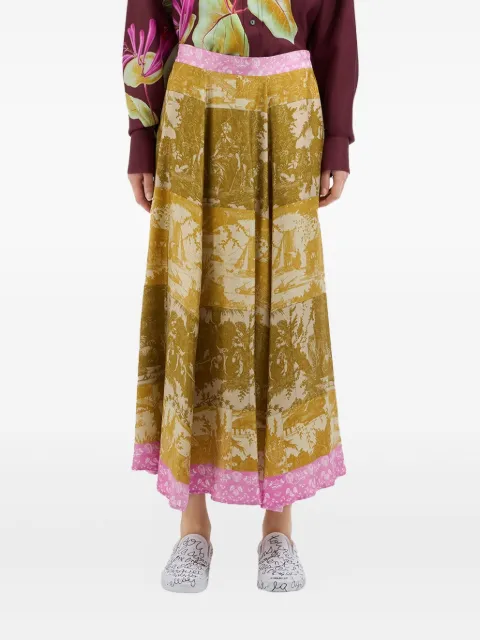 Pierre-Louis Mascia Aloe panelled print skirt Yellow ALOESGO12353SE