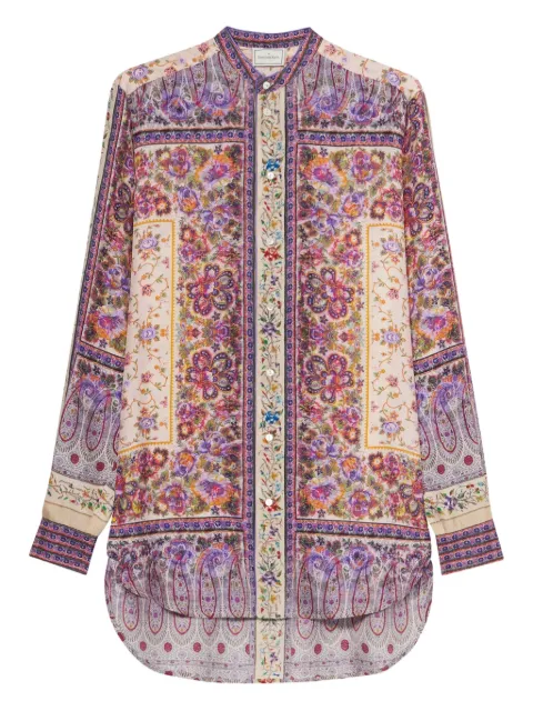 Pierre-Louis Mascia floral-print panelled shirt Purple ALOESCML11185SE