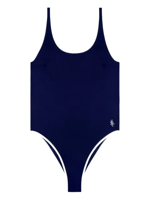 Sporty & Rich Carla scoop-neck contrast-trim swimsuit Blue SM017620302BL106