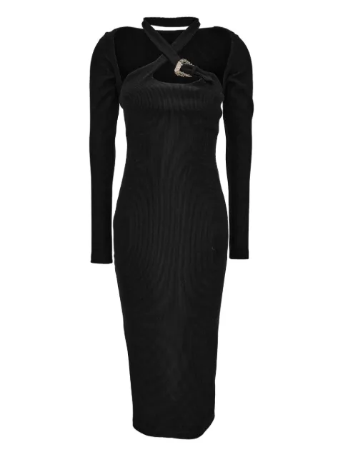 Versace Jeans Couture cross-neck ribbed dress Black 79HAO972J0259