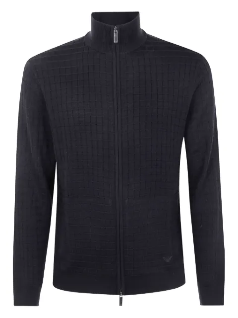 Emporio Armani grid-pattern zip-up cardigan Black EM003503AF14113UC001