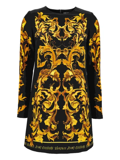 Versace Jeans Couture baroque-print long-sleeve midi dress Black 79HAO9P1NS724