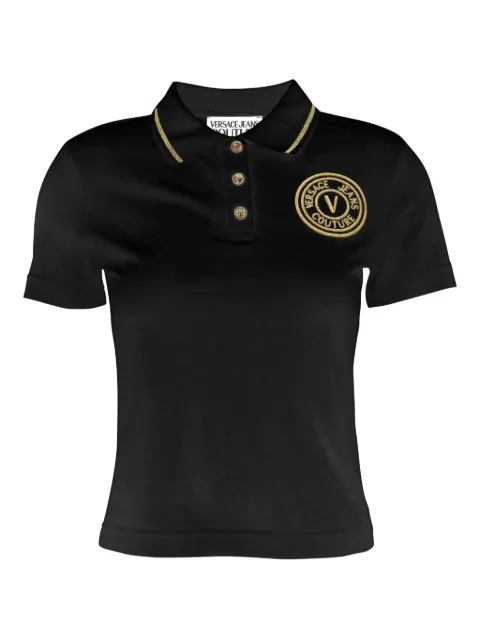 Versace Jeans Couture embroidered-logo polo shirt Black 79HAGT00CJ01T