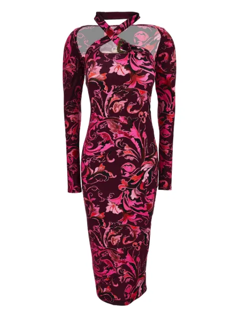 Versace Jeans Couture floral-print cut-out midi dress Pink 79HAO972JS518